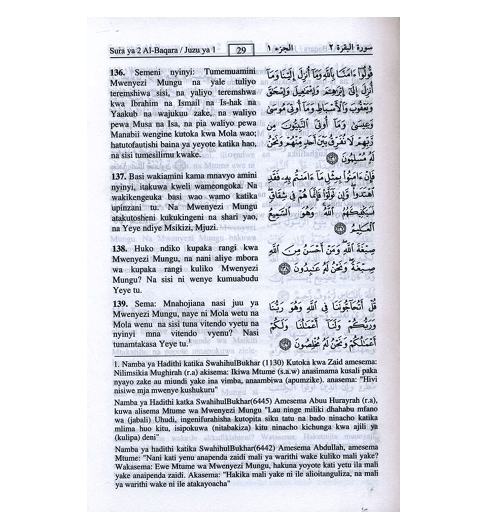 Noble Quran in Swahili Language (Arabic to Sawahili Language Translation)