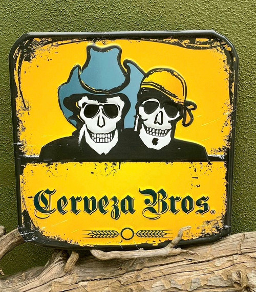 Cerveza Bros Logo Metal Tacker Sign