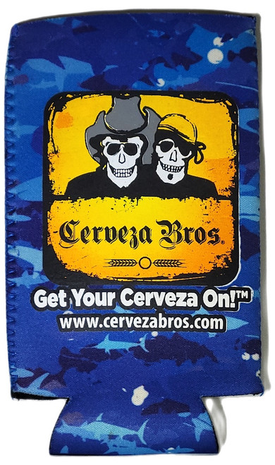 Cerveza Bros Logo'd "Camo Shark" Skinny Koozie