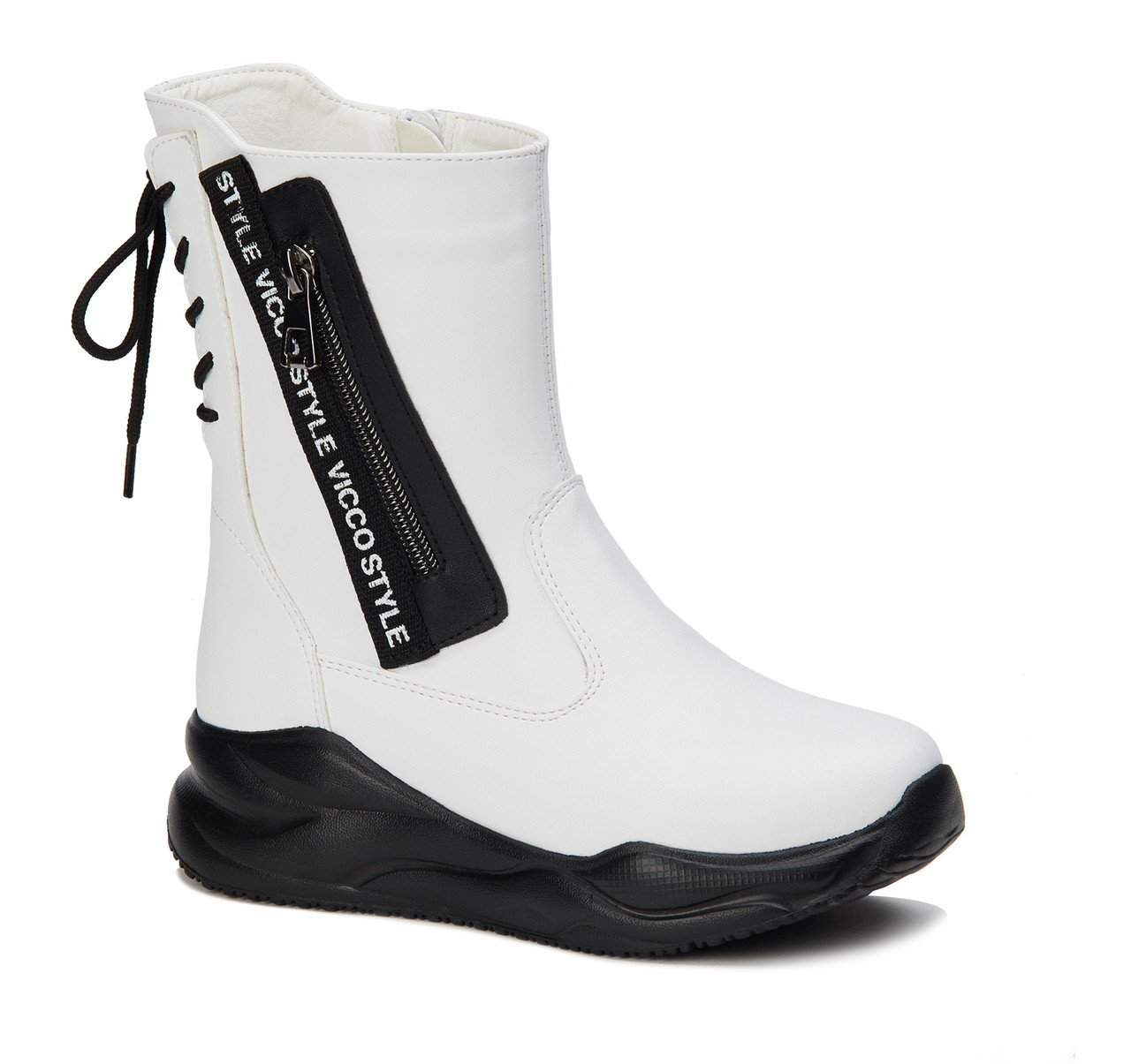 Vicco - Sigma II White - Girls Shoes - Zip-Up Boots