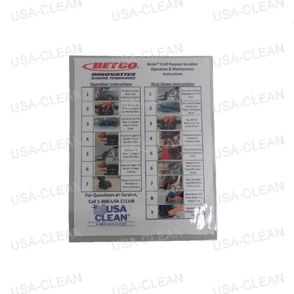 92212-92 - Betco Genie wall chart 189-6372