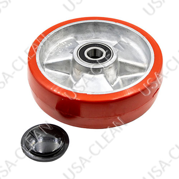 44495-001-HD - Ultra poly steer wheel assembly on aluminum hub (red) 150-0356