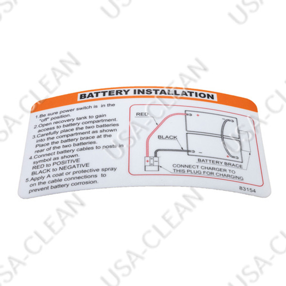 VF83154 - Battery installation decal 240-0958