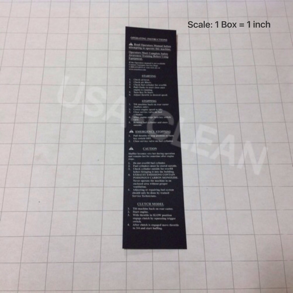 680067 - Operating instruction decal 160-0201