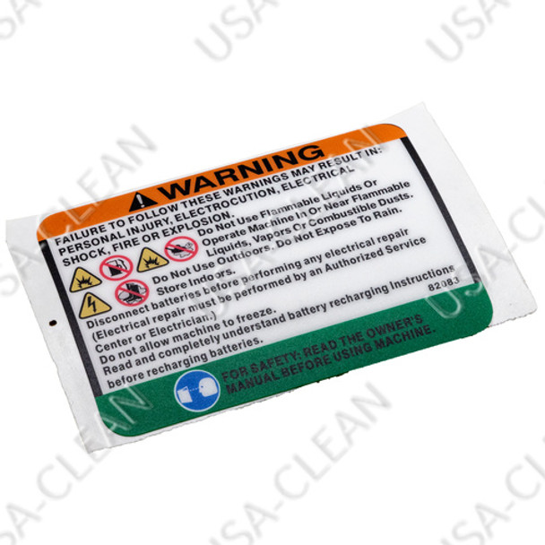 VF82083 - Battery warning decal 240-0386