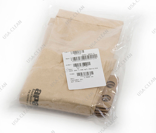 22198000 - Paper vacuum bag (pkg of 5/1 prefilter) Backvacuum & Acrobat 172-6264