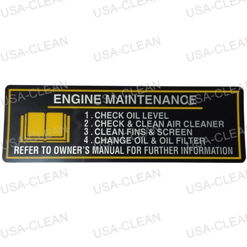  - Small engine maintenance decal 178-0054
