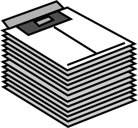 Simple, greyscale icon of paper vacuum bags.