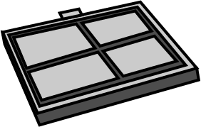 Simple, greyscale icon of an air filter.
