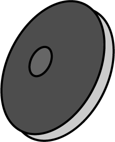 Simple, greyscale icon of a floor scrubbing pad.