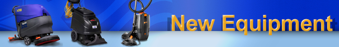 A banner introducing the x20B, x20BT, and x26R autoscrubbers. Each unit is on display with a blue background that includes the USA-CLEAN by Jon Don flag logo.