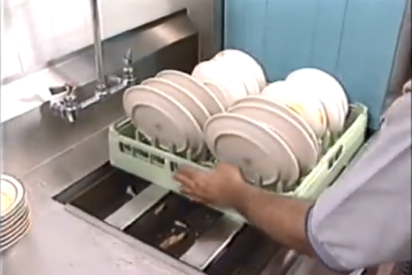 Place rack at entrance to dishwasher.