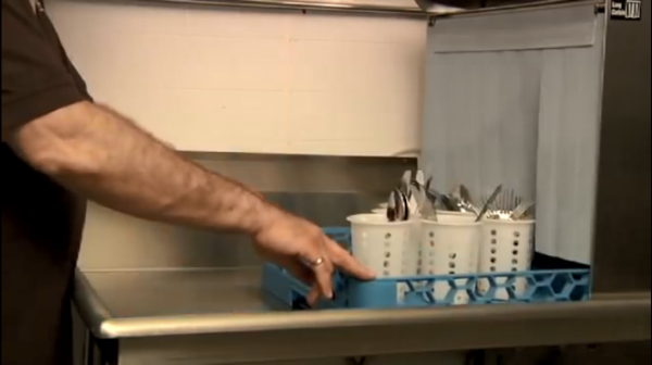 Sort flatware into baskets with handles down and run through a second time.