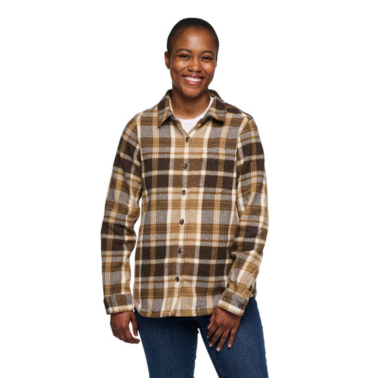 Women's Project Heavy Flannel Bark Brown-Off White Plaid 1