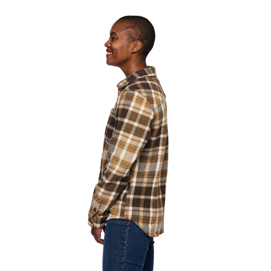 Women's Project Heavy Flannel Bark Brown-Off White Plaid 2