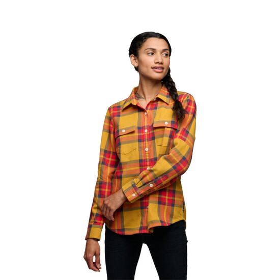 Women's Project Twill Long Sleeve Shirt Amber-Coral Red 3