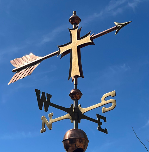 Stylized Cross painted weathervane