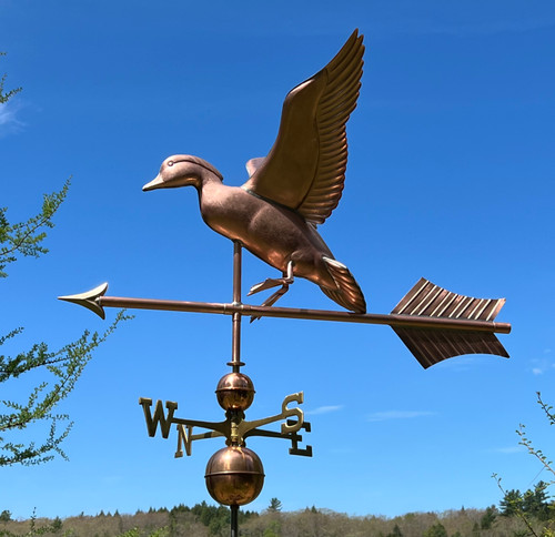 Large Landing Wood Duck with Arrow Weathervane