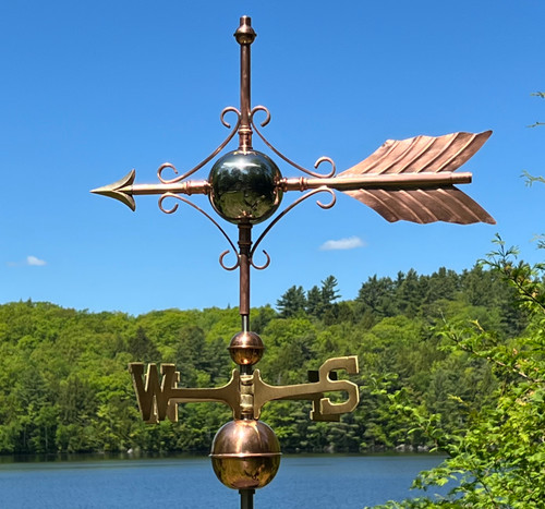 24” Stainless Steel Globe and Scroll Weathervane