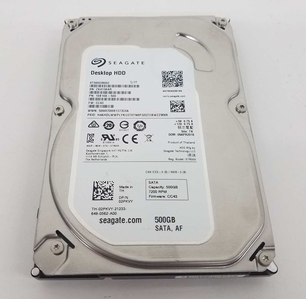 Dell 2PKVY 500GB SATA 3.5" 7200RPM Hard Drive