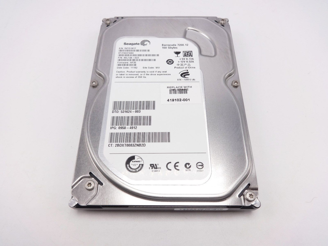 HP 419102-001 160GB SATA 3.0Gb/s 7200RPM 3.5" internal hard drive