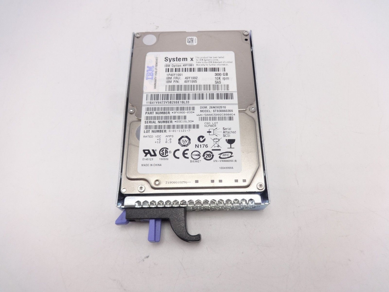 Ibm 49Y1991 300gb 10k 6GBP/s 2.5" SFF SAS Hard Drive 49y1992 49y1995 ST9300603SS