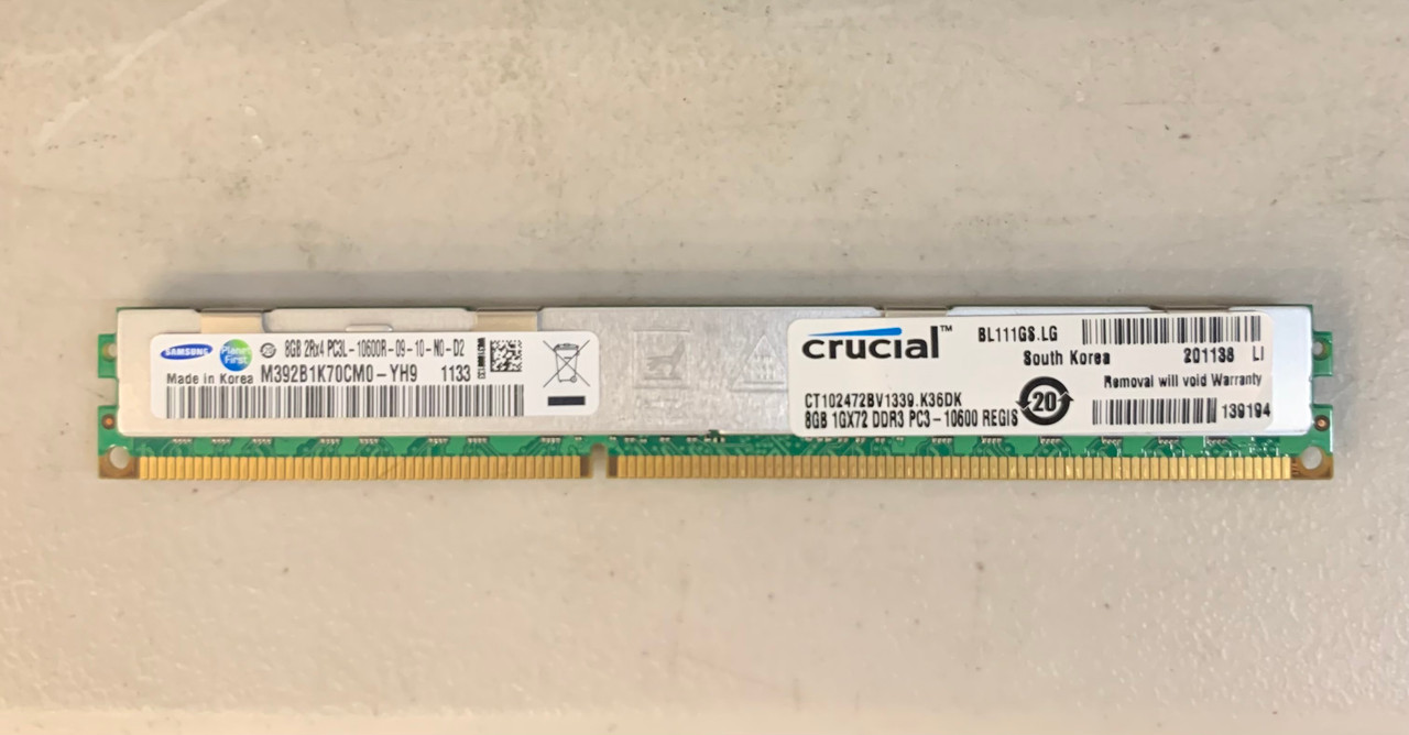 Samsung M392B1K70CM0-YH9 8GB PC3L 10600R 2Rx4 Low Profile Dimm