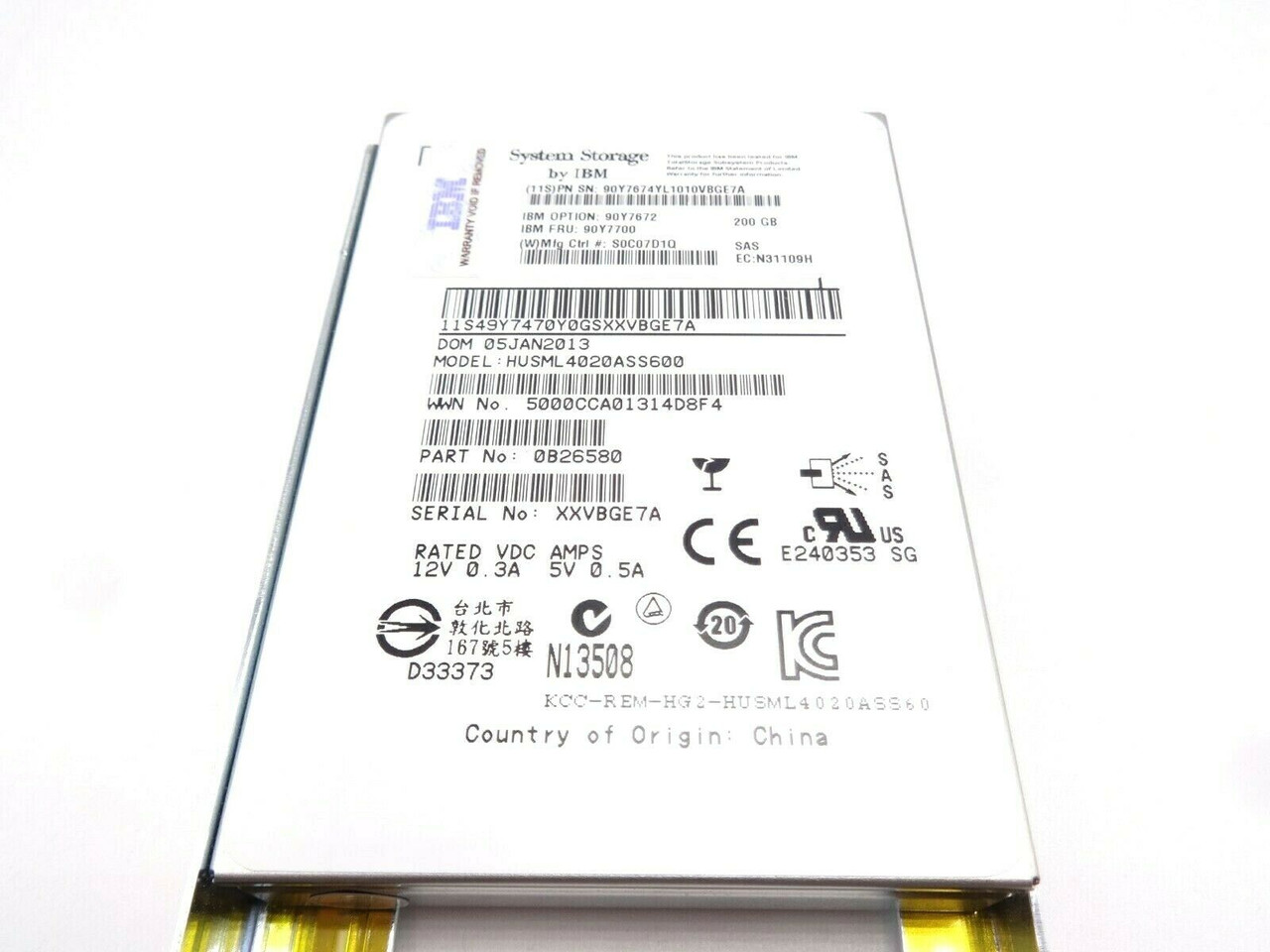 IBM 90Y7700 200GB SAS SSD Solid State Hard Drive