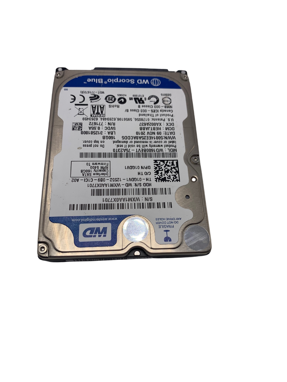 Dell 1GDV1 Western Digital 160GB 5.4K 2.5" SATA 3G Hard Drive WD1600BEVT-75A23T0