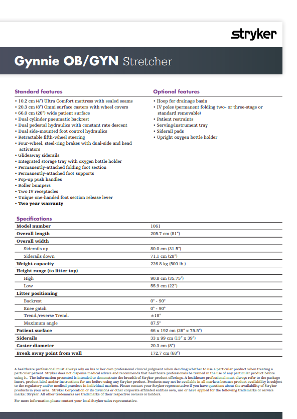 Gynnie OB/GYN Stretcher