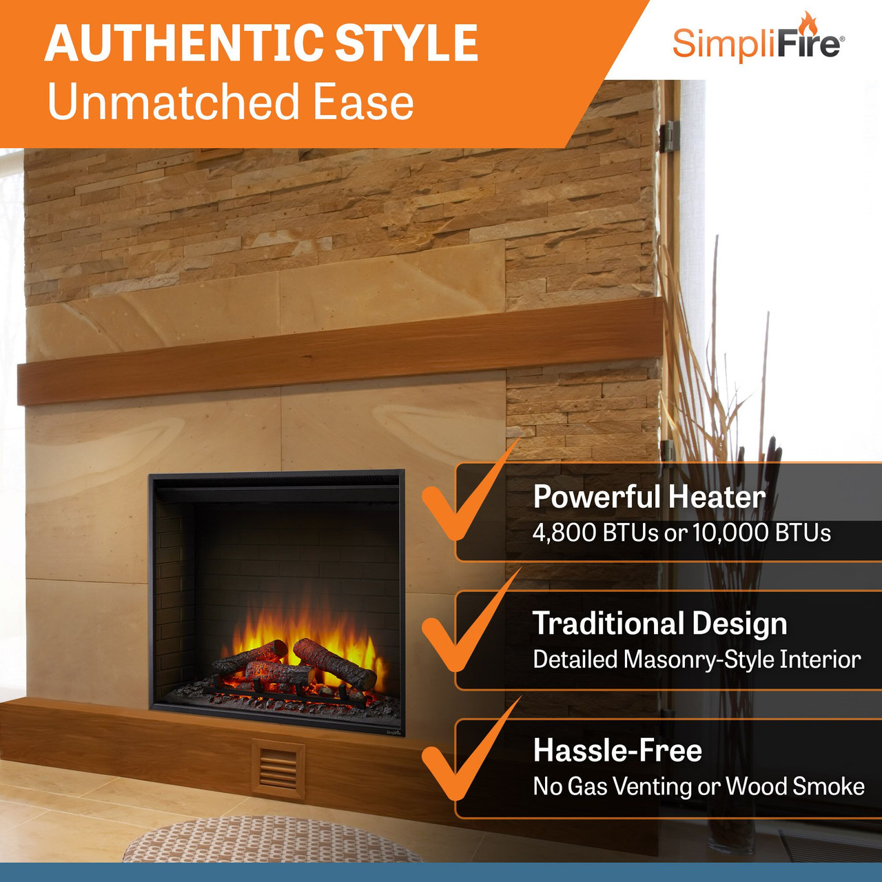 Simplifire 36" SimpliFire Built-In Electric Fireplace