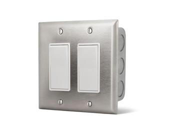 Infratech #14-4405 Dual Simple On/Off Switch with Stainless Steel Plate and Gang Box - 14-4405