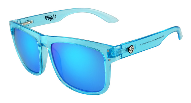 Flight Eyewear Benny V2 Sunglasses - Crystal Blue Frames/ Blue Lens