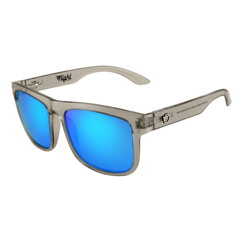 Flight Eyewear Benny V2 Square Sunglasses - Gray Frames/ Blue Lens