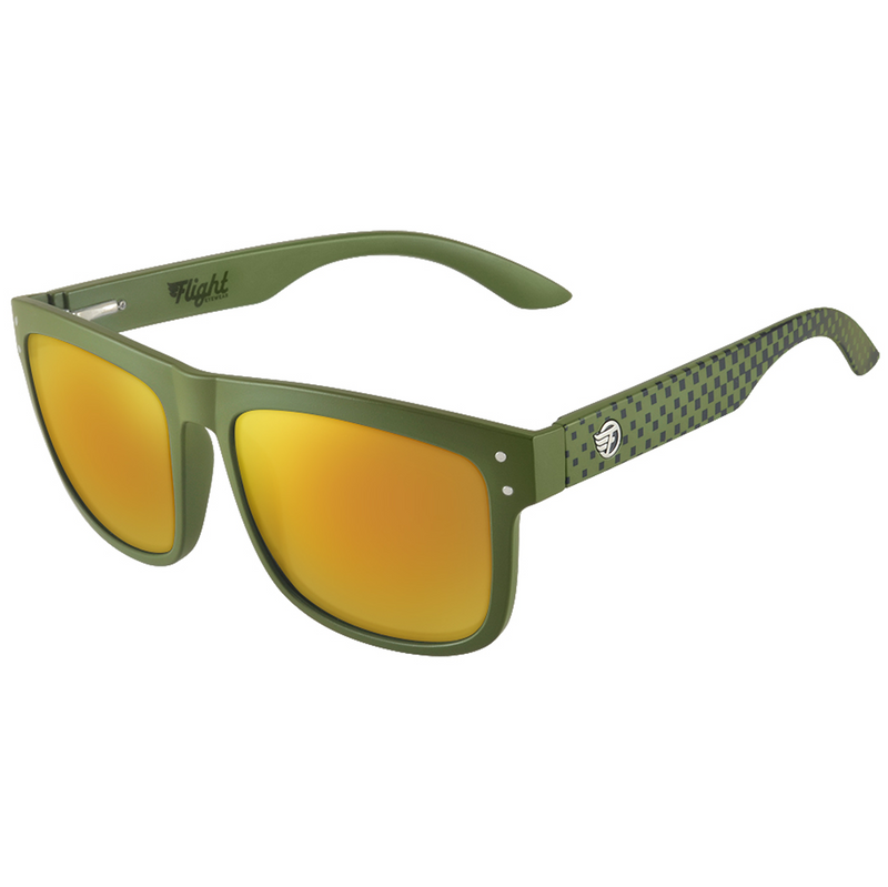 Flight Eyewear Benny V2 Square Sunglasses - OG Green Frames/ Gold Lens