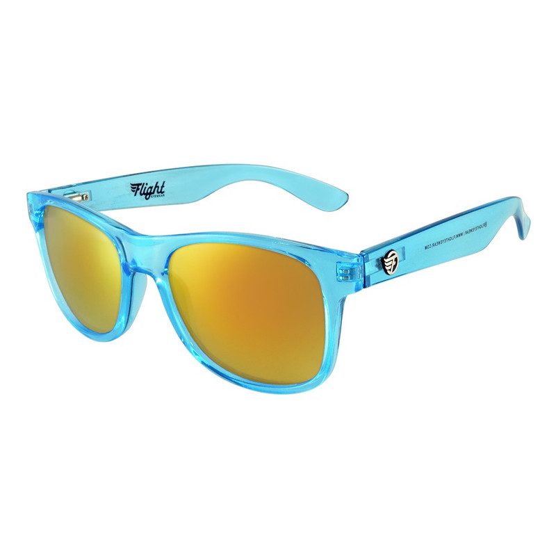 Flight Eyewear Elwood Classic Sunglasses- Crystal Blue Frames/ Gold Lenses