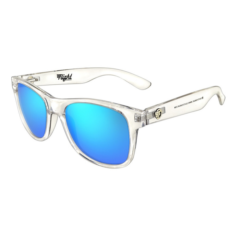 Flight Eyewear Elwood Classic Sunglasses- Clear Frames/ Blue Lenses