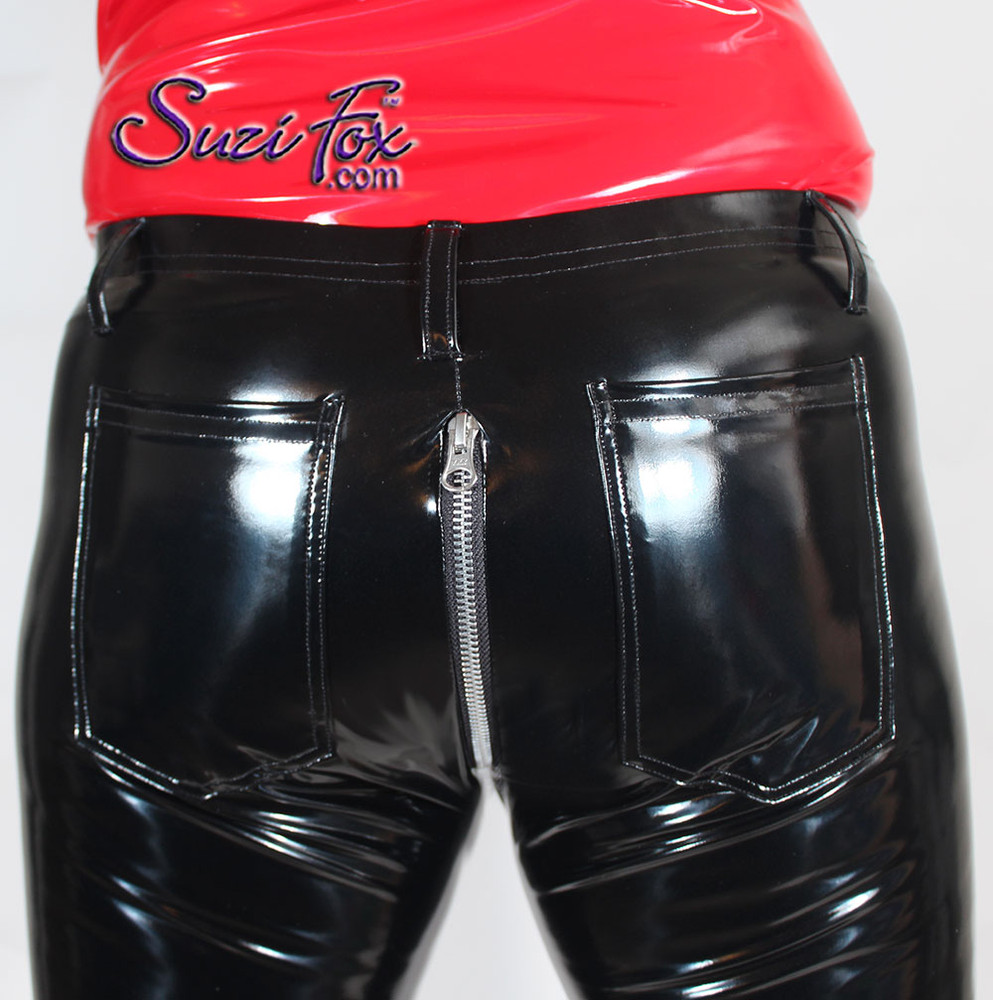 Wet Look Faux Latex Leather Punk Leggings Shiny Zipper Open Crotch Skinny  Pants | eBay