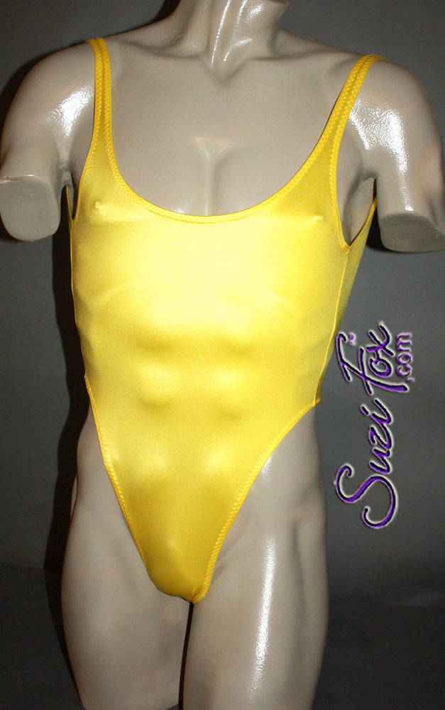 yellow one piece thong swimsuit