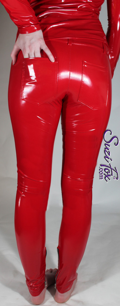 legging vinyl rouge