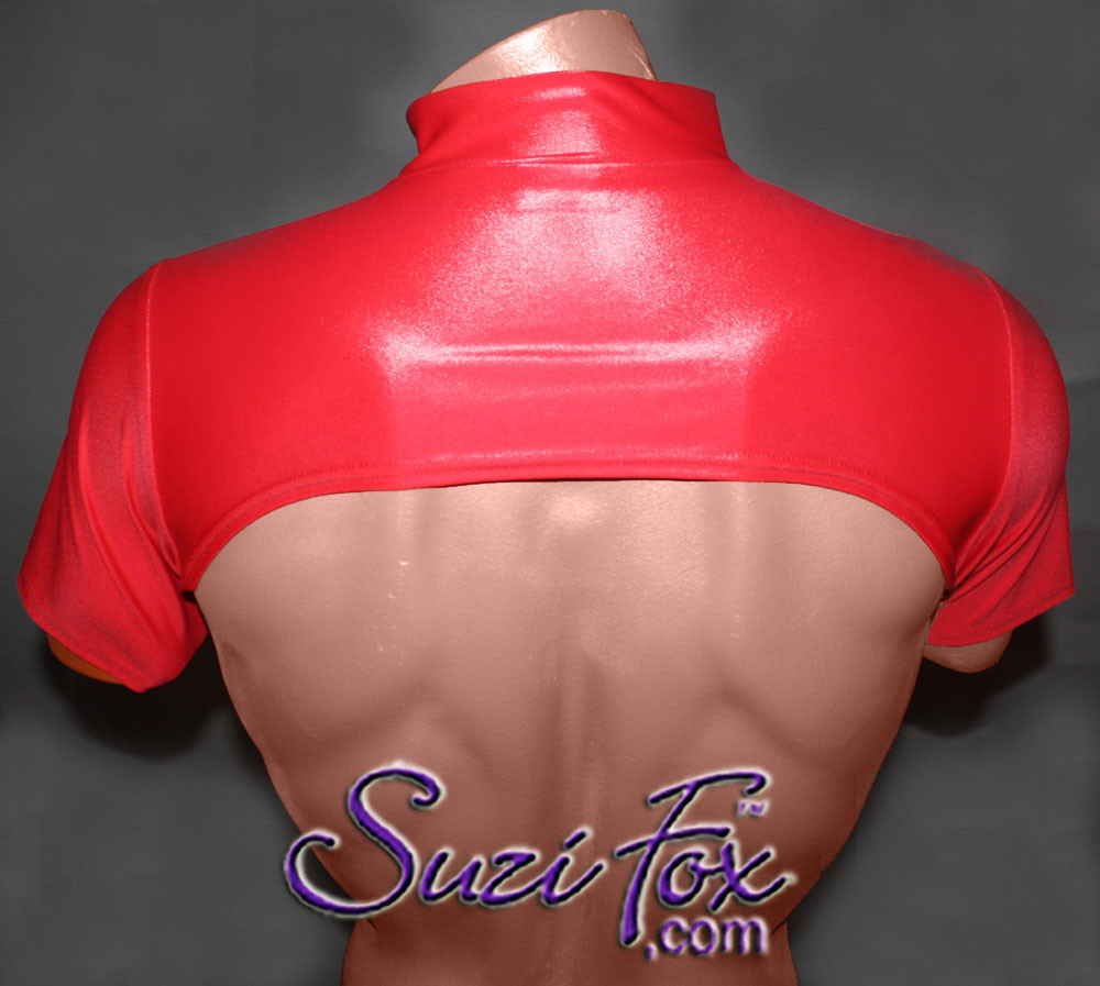 Mens Open Chest Quarter Shirt shown in Wetlook Spandex Spandex, custom made by Suzi Fox.
NOTE: THE ZIPPER IS OPTIONAL.
• Optional wrist zippers if you choose long sleeves.
• Choose any fabric on this site, including vinyl/PVC, metallic foil, metallic mystique, wetlook lycra Spandex, Milliskin Tricot Spandex. The vinyl/PVC is a latex alternative, great for people allergic to latex!
• Optional custom sizing.
• Plus size available.
• Worldwide shipping.
• Made in the U.S.A.