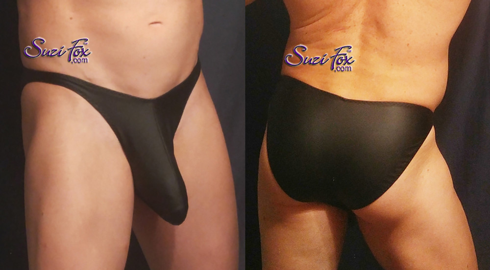 Well Endowed Mens Pouch Front, Wide Strap Bikini or underwear, custom made  by Suzi Fox.