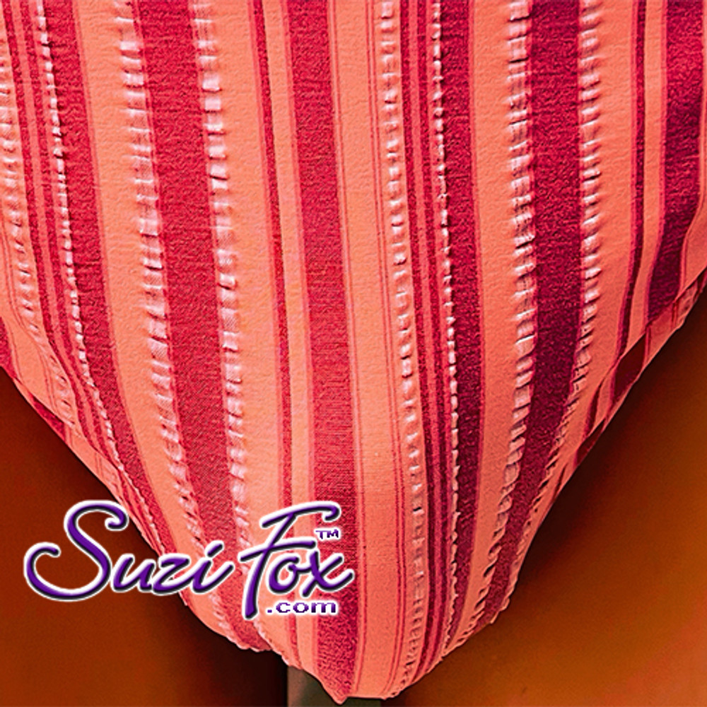 #331 burgundy and coral stripe, looks like seersucker. 4-way stretch