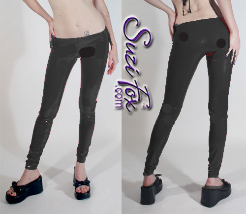 Women's Low Rise Leggings in black gloss vinyl by Suzi Fox CLEARANCE