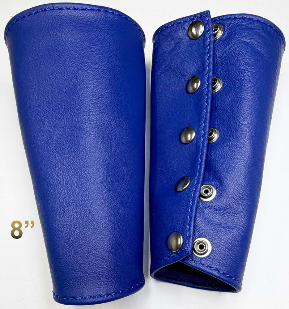Blue - 8 inch (20.32 cm) length
100% leather Gauntlet (Arm Guard).
(price is for 1)
Worn on the wrist.