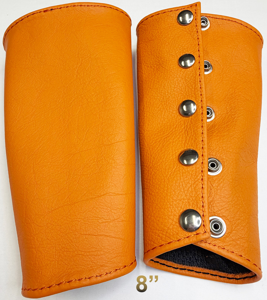 Orange - 8 inch (20.32 cm) length
100% leather Gauntlet (Arm Guard).
(price is for 1)
Worn on the wrist.