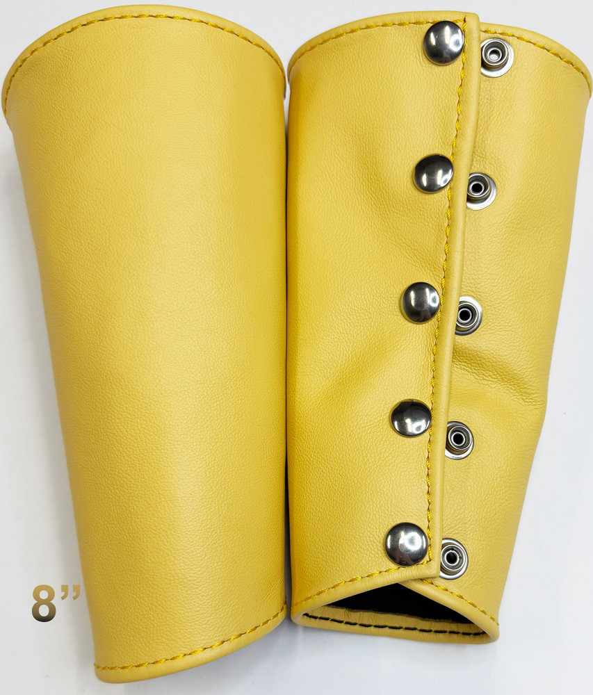 Yellow - 8 inch (20.32 cm) length
100% leather Gauntlet (Arm Guard).
(price is for 1)
Worn on the wrist.
