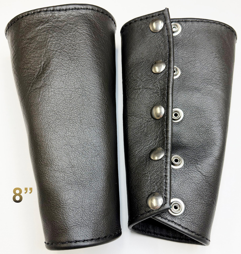 Black - 8 inch (20.32 cm) length
100% leather Gauntlet (Arm Guard).
(price is for 1)
Worn on the wrist.
