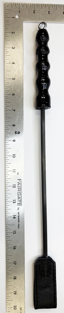 Leather Riding Crop with ridged handle on ruler