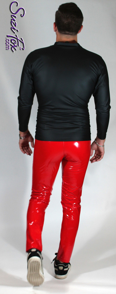 red vinyl long sleeve top